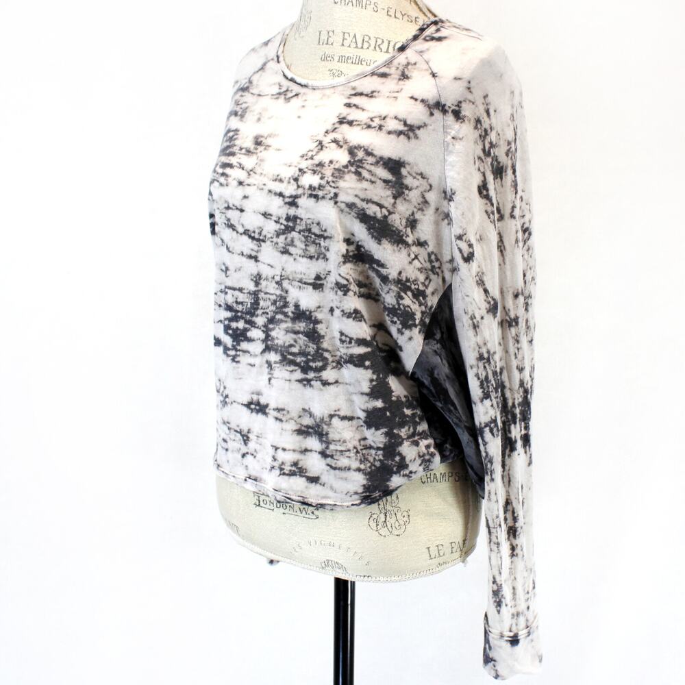 Phanuel Marble Print Crew Neck Long Sleeve Top Blouse Casual Lounge Y2K Small